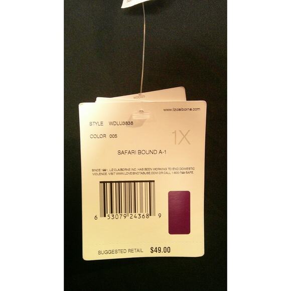 Liz Claiborne Woman Stretch 1X Black Short Sleeve V-neck Athletic Shirt NEW - Picture 5 of 10